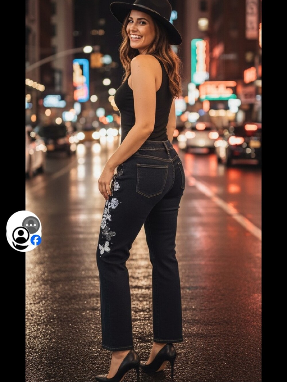 - Apollo Petite Black Butterfly Jeans